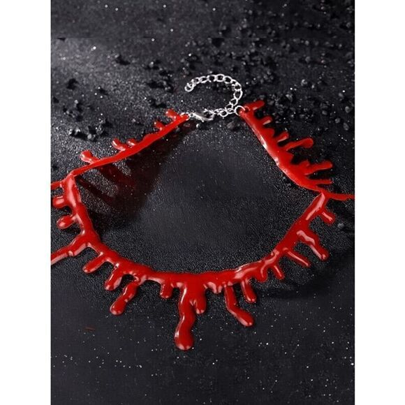 🩸 Halloween Vampire Costume Cosplay Dripping Blood Choker Necklace NEW - Picture 6 of 15